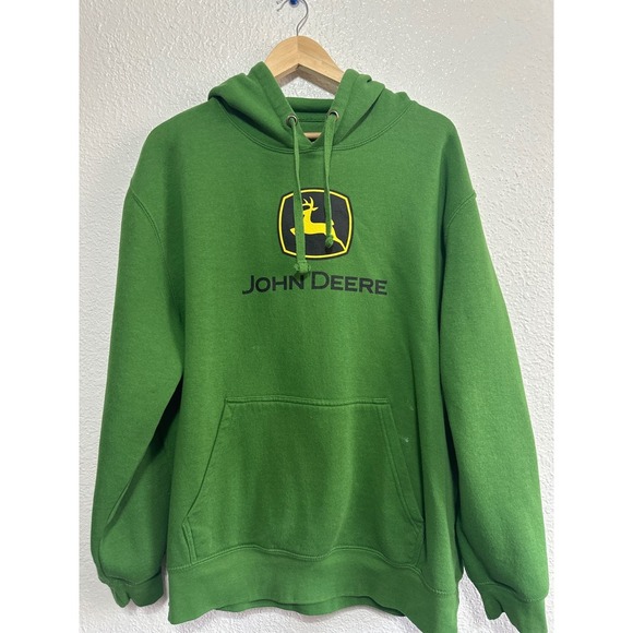 John Deere Hoodie Mens XL Green Pullover Hooded Sweatshirt Tractor Logo - Picture 1 of 6